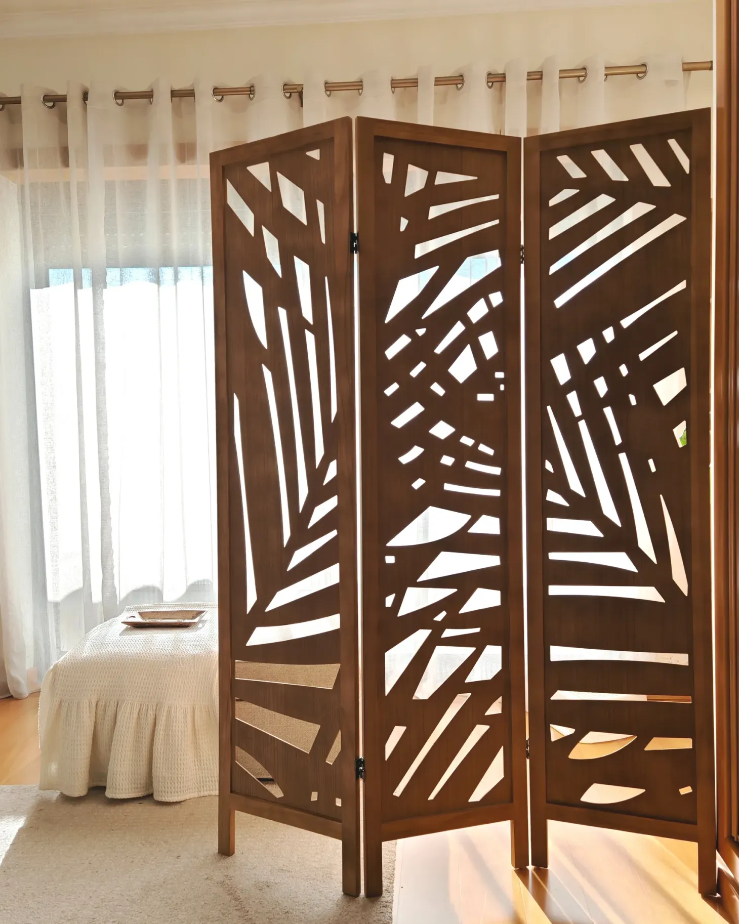3-panelowy parawan pokojowy VERNAGO Jasnobrązowy 122 cm 170 cm