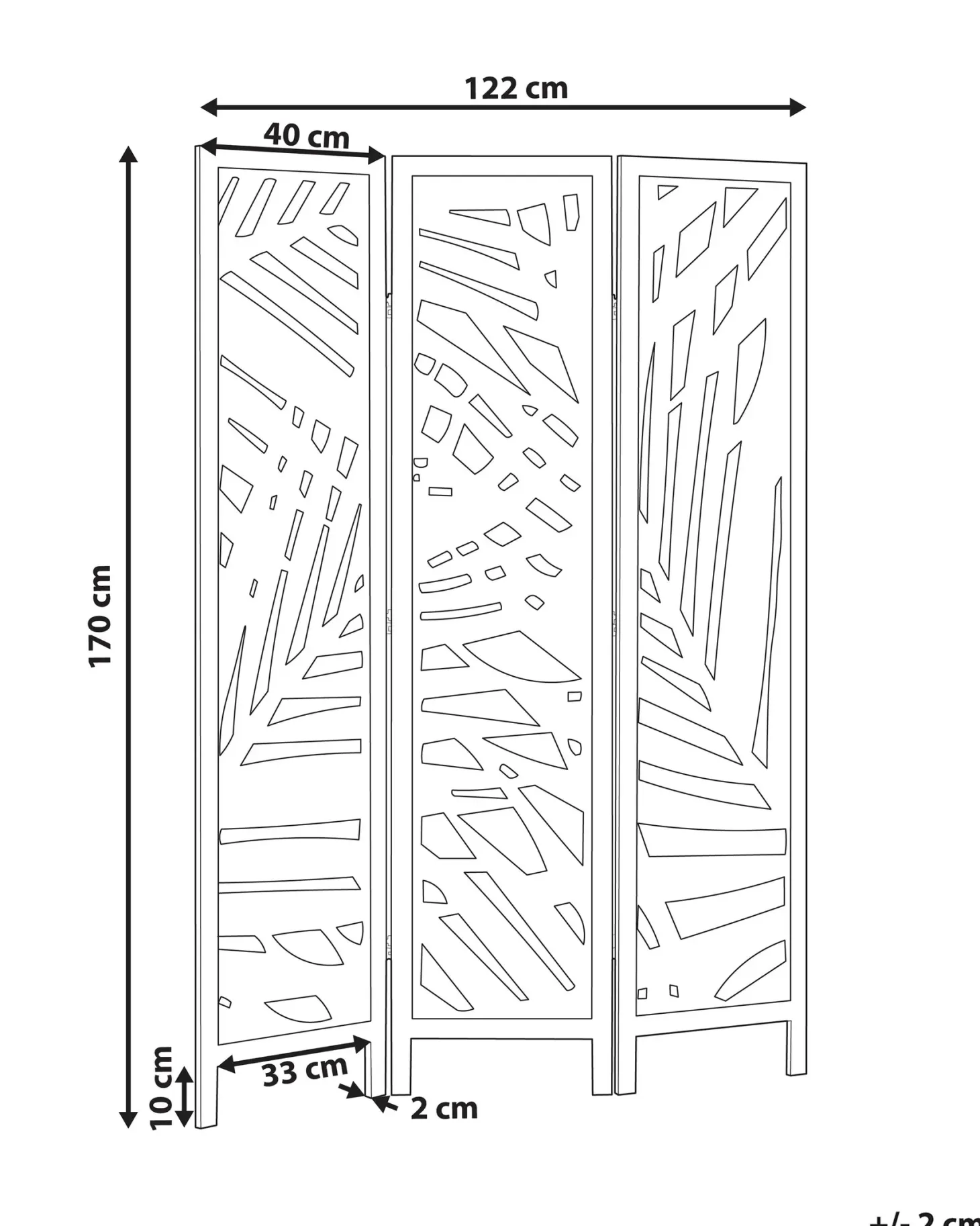 3-panelowy parawan pokojowy VERNAGO Jasnobrązowy 122 cm 170 cm