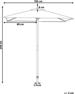 Parasol ogrodowy 195 cm FLAMENCO Jasnobeżowy