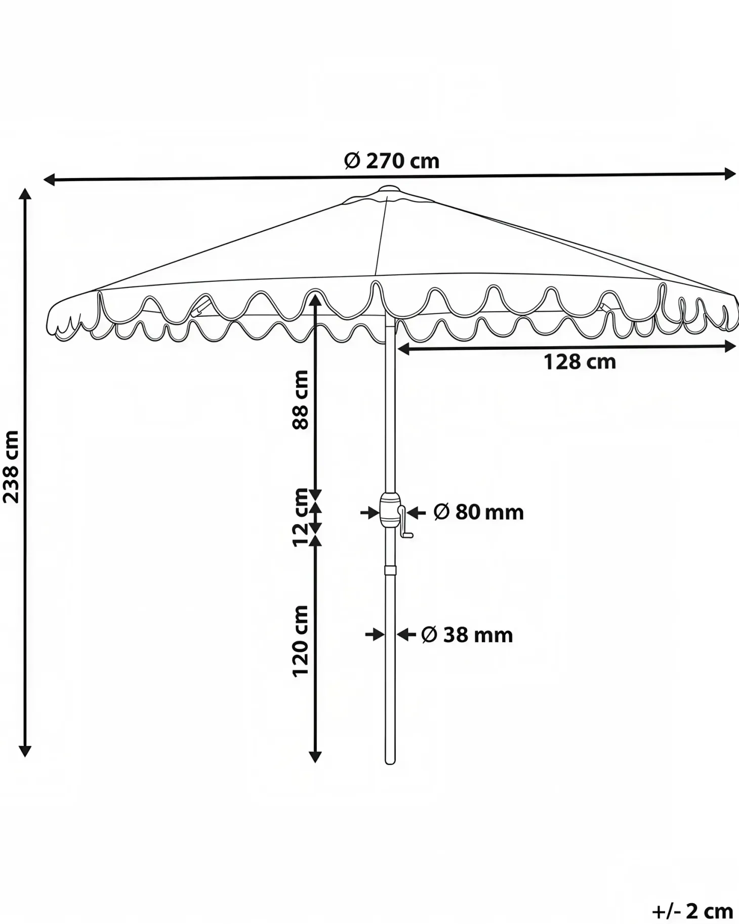 Parasol ogrodowy 270 cm ISOLOTTO Szary