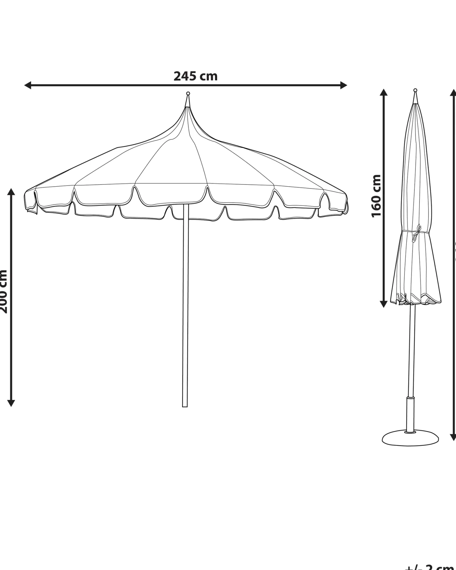 Parasol ogrodowy 245 cm MINOA Beżowy