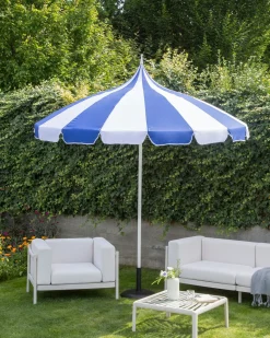 Parasol ogrodowy 245 cm MINOA Biały/ niebieski