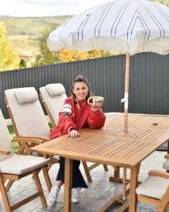 Parasol ogrodowy 155 cm MONDELLO Biały/ czarny
