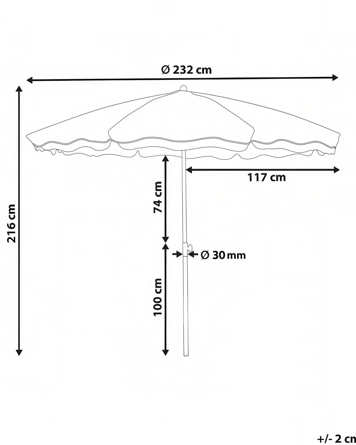 Parasol ogrodowy 232 cm SESTRIERE Turkusowy