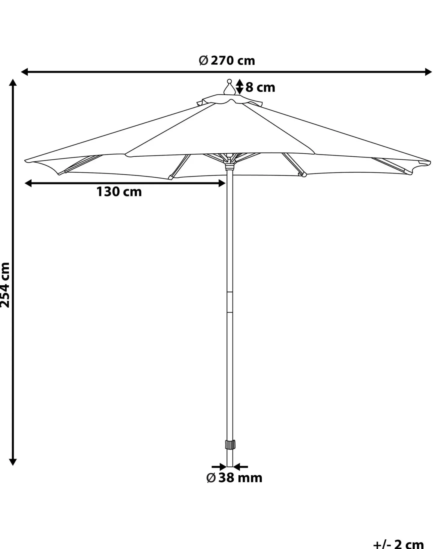 Parasol ogrodowy 270 cm TOSCANA Granatowy