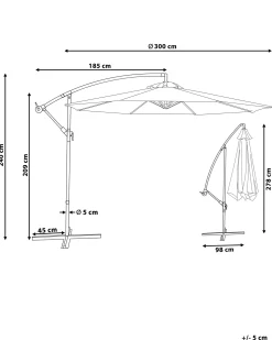 Parasol ogrodowy na wysięgniku 300 cm RAVENNA Piaskowy