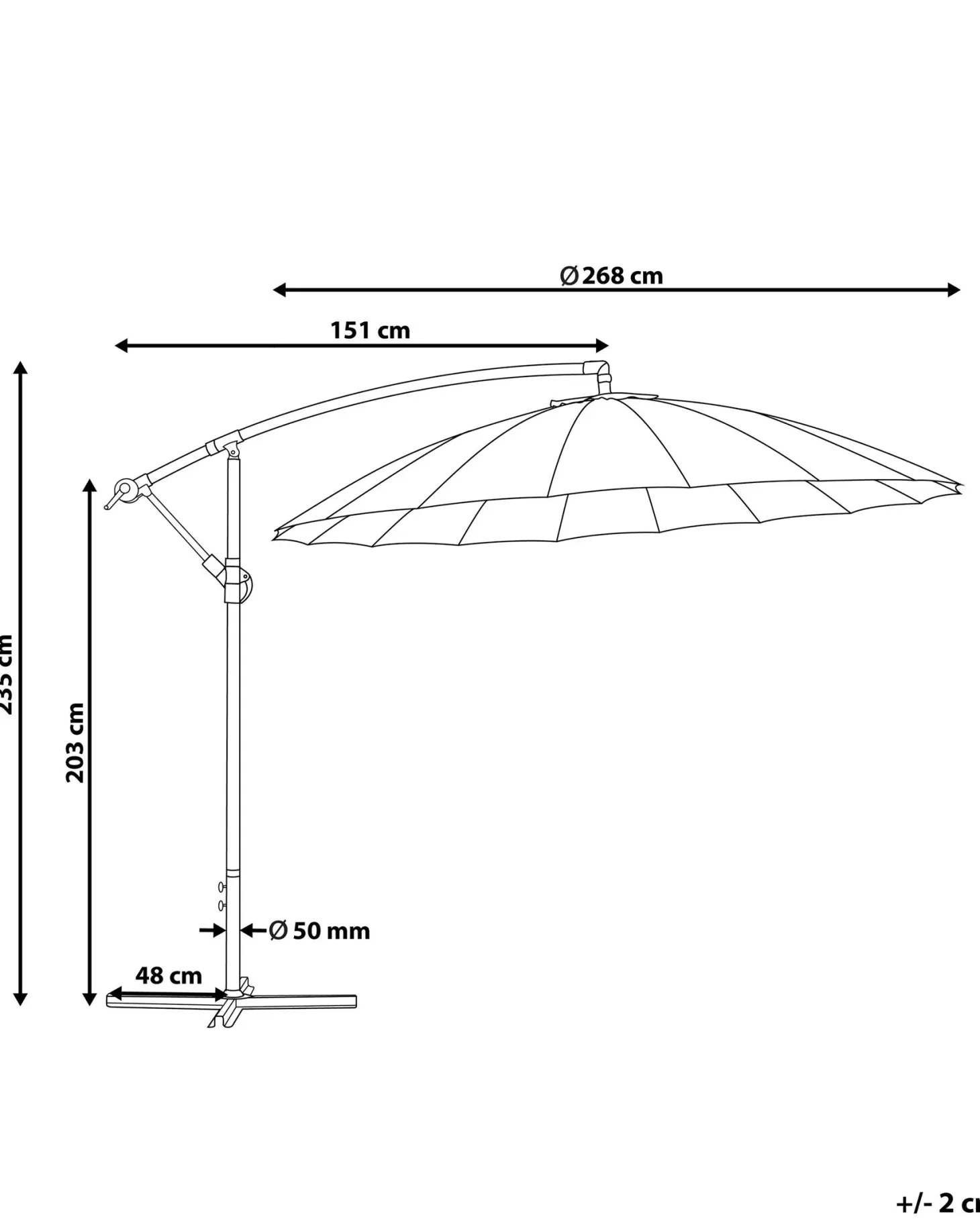 Parasol ogrodowy na wysięgniku 268 cm CALABRIA II Jasnobeżowy