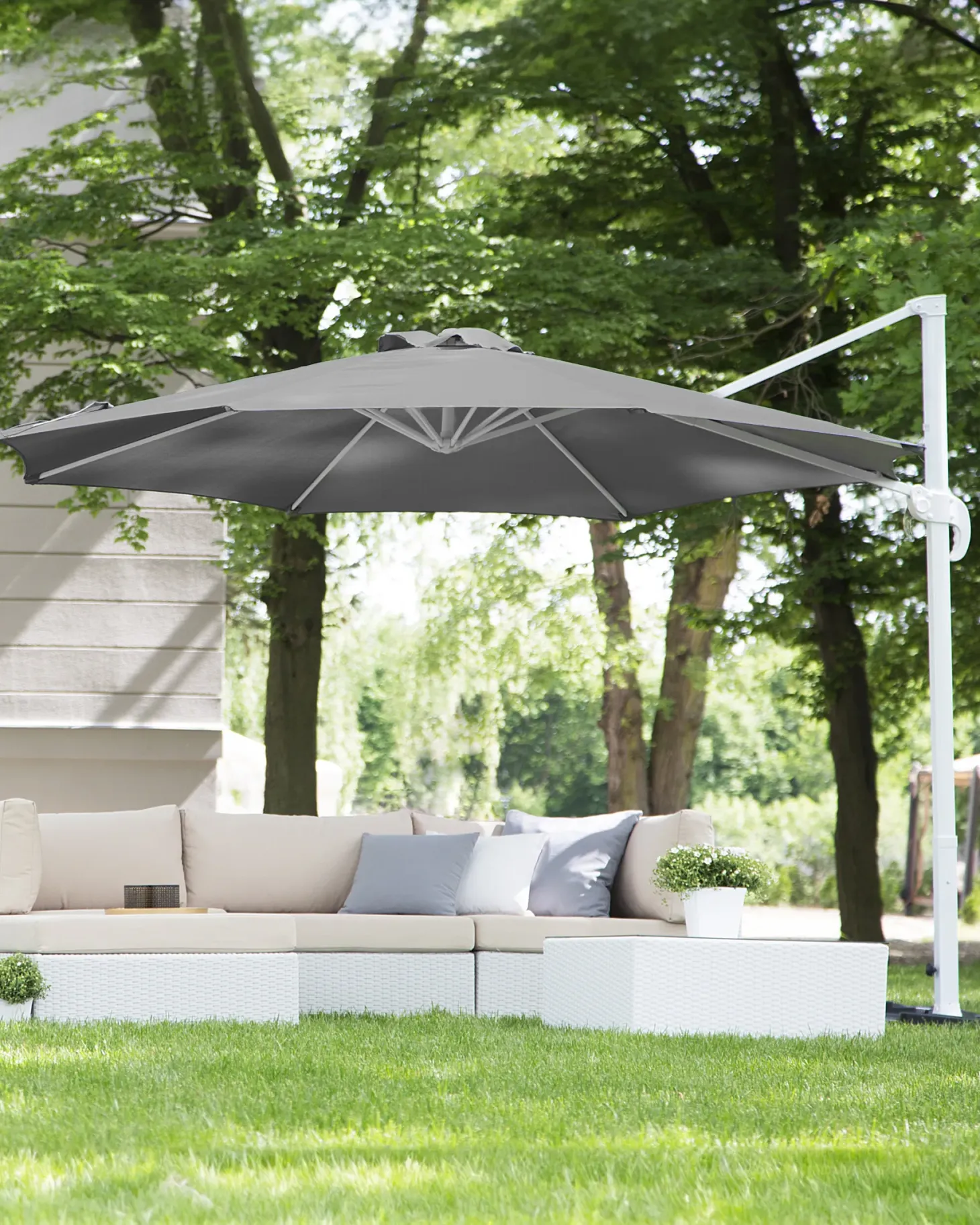 Parasol ogrodowy na wysięgniku 300 cm SAVONA Ciemnoszary Szary