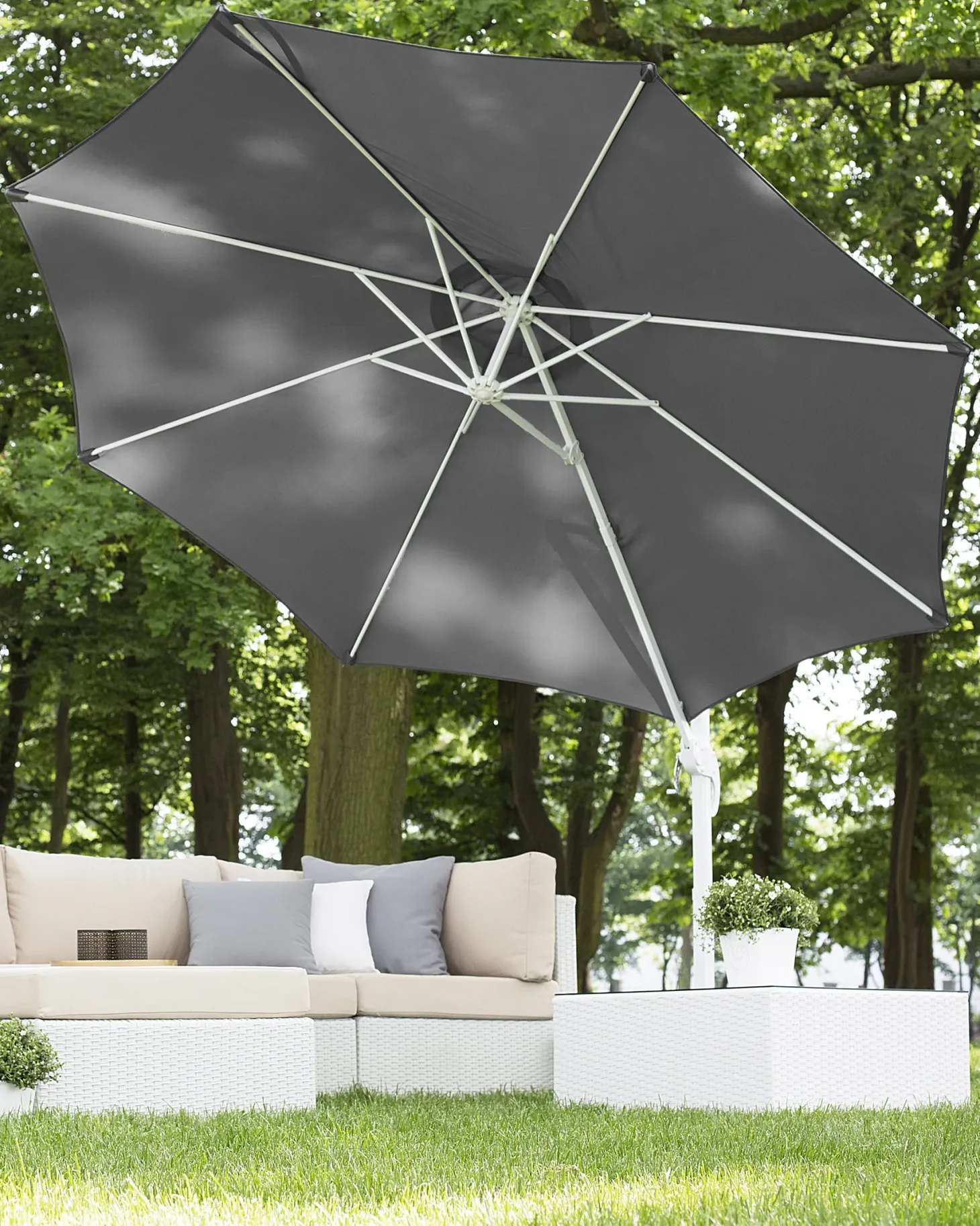 Parasol ogrodowy na wysięgniku 300 cm SAVONA Ciemnoszary Szary