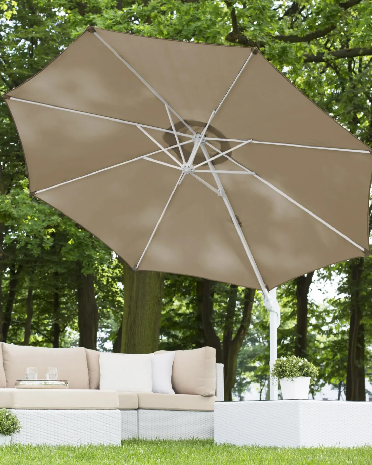 Parasol ogrodowy na wysięgniku 300 cm SAVONA Piaskowy Beżowy