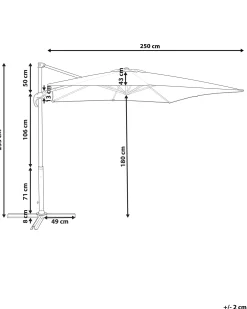 Parasol ogrodowy na wysięgniku 250 cm MONZA Piaskowy