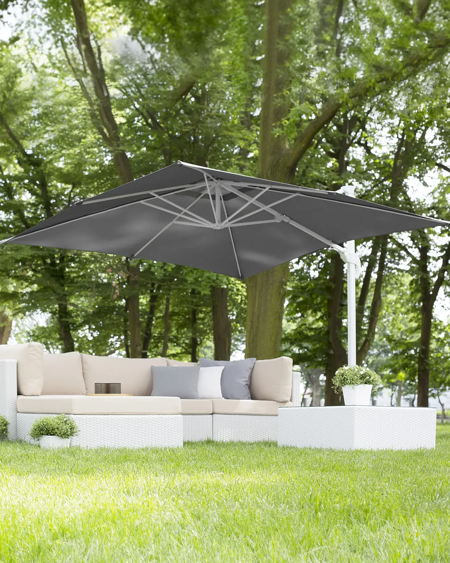 Parasol ogrodowy na wysięgniku 250 cm MONZA Ciemnoszary
