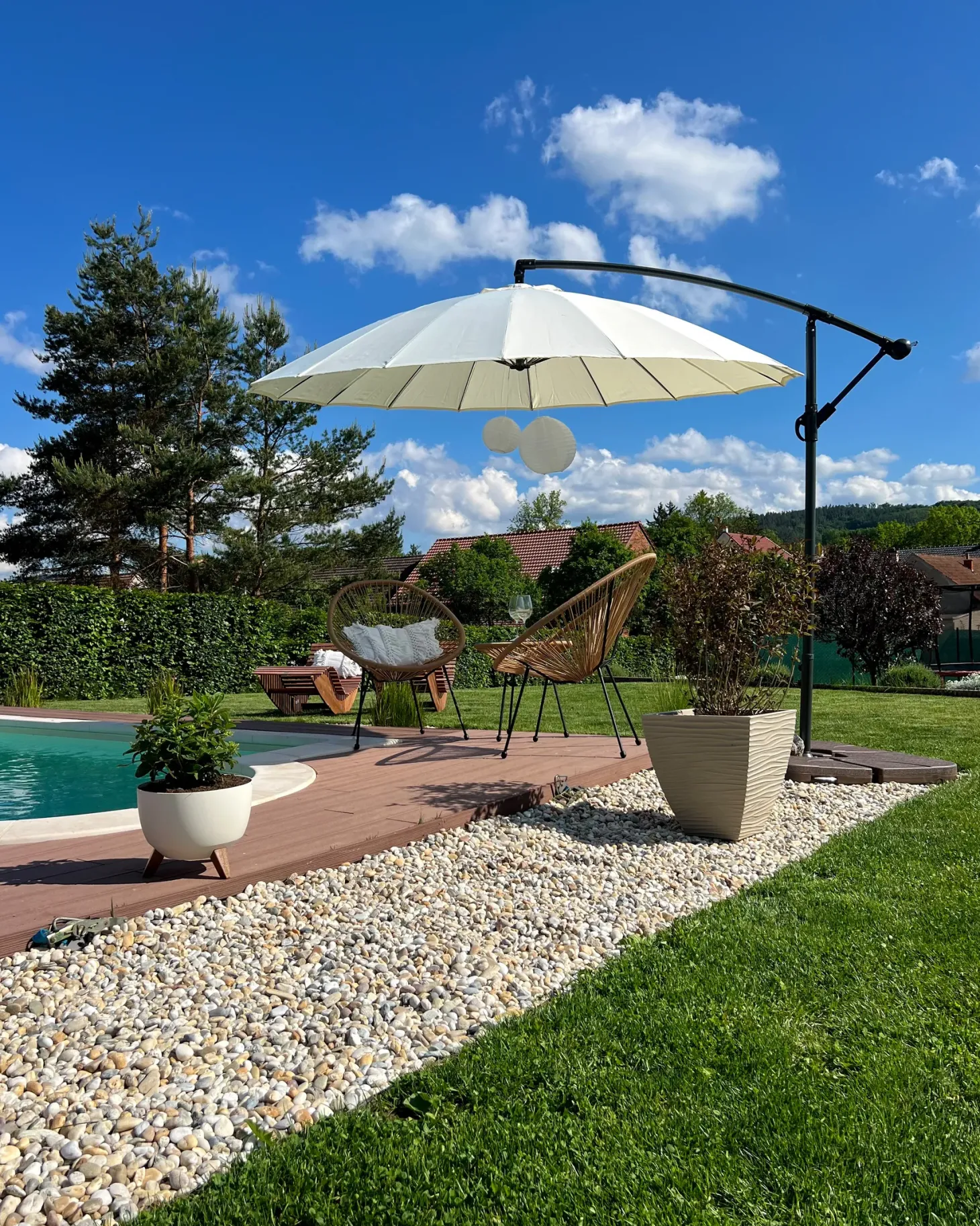 Parasol ogrodowy na wysięgniku 268 cm CALABRIA II Jasnoszary