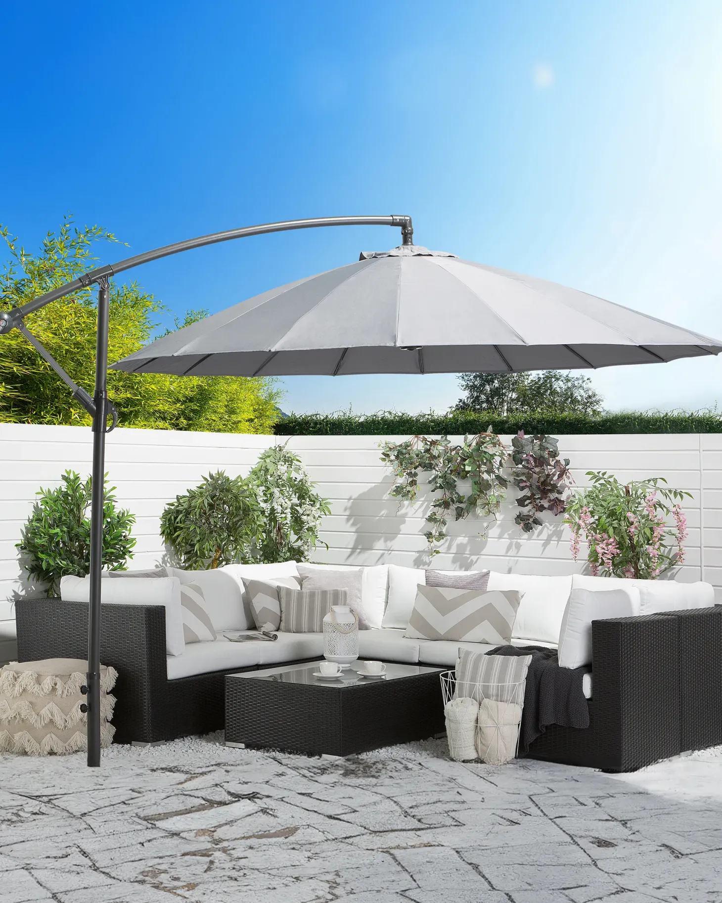 Parasol ogrodowy na wysięgniku 268 cm CALABRIA II Ciemnoszary