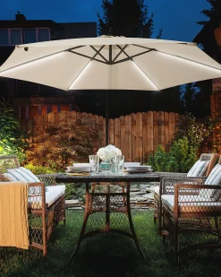 Parasol ogrodowy na wysięgniku LED 285 cm CORVAL Beżowy