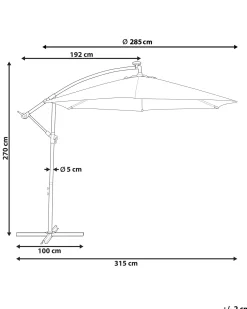 Parasol ogrodowy na wysięgniku LED 285 cm CORVAL Grafitowy