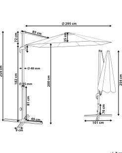 Parasol ogrodowy na wysięgniku 295 cm SAVONA II Ciemnoszary