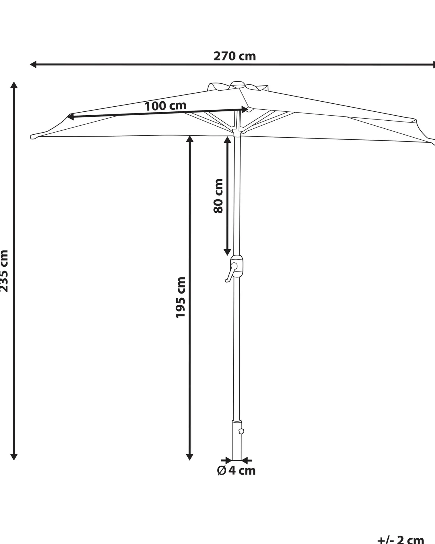 Parasol półokrągły 270 cm GALATI Zielony