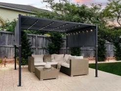 Pawilon ogrodowy LED PARGA Metal 310 cm 310 cm Ciemnoszary