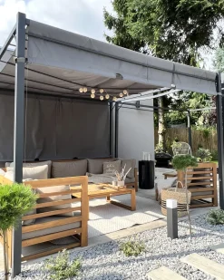 Pawilon ogrodowy LED PARGA Metal 310 cm 310 cm Ciemnoszary