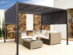 Pawilon ogrodowy LED PARGA Metal 310 cm 310 cm Ciemnoszary