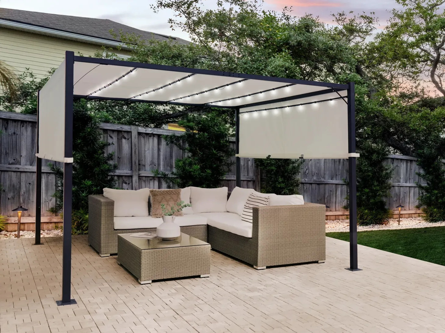 Pawilon ogrodowy LED PARGA Metal 310 cm 310 cm Beżowy