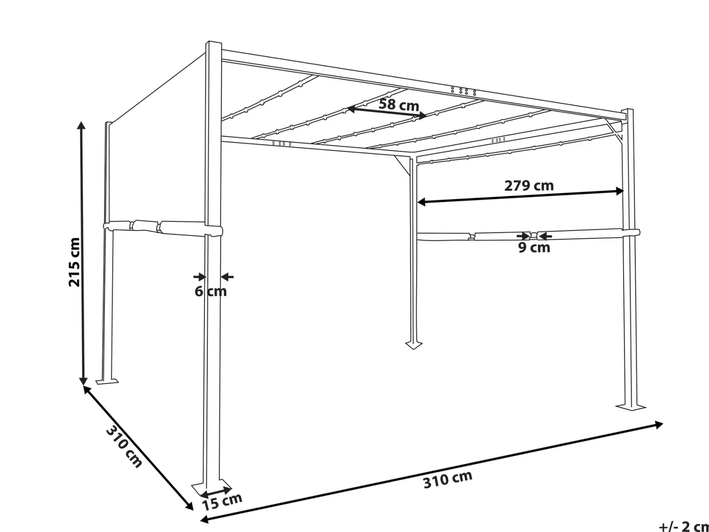 Pawilon ogrodowy LED PARGA Metal 310 cm 310 cm Beżowy