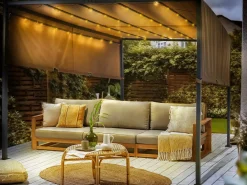 Pawilon ogrodowy LED PARGA Metal 310 cm 310 cm Brązowy
