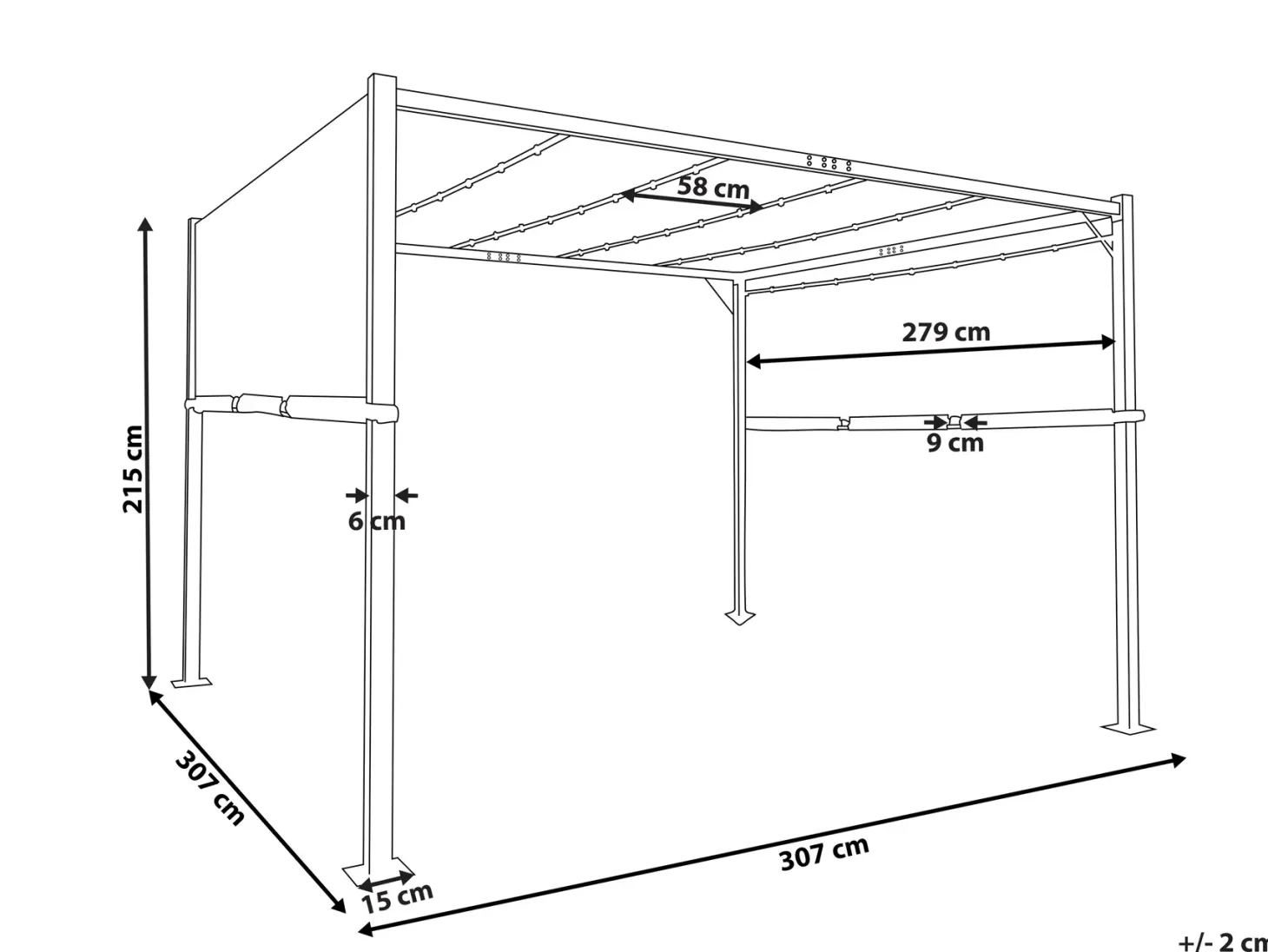 Pawilon ogrodowy LED PARGA Metal 310 cm 310 cm Brązowy