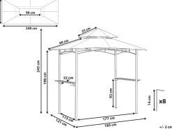 Pawilon ogrodowy NARO Metal 240 cm 148 cm Ciemnozielony