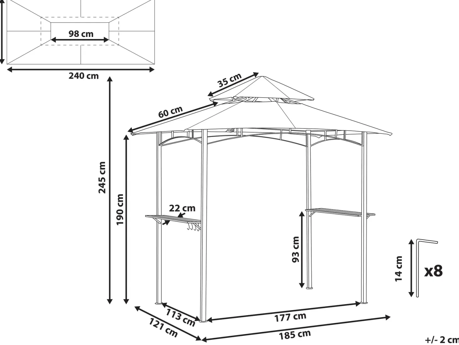 Pawilon ogrodowy NARO Metal 240 cm 148 cm Ciemnozielony