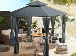 Pawilon ogrodowy PORTEL Metal 350 cm 350 cm Grafitowy