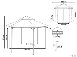 Pawilon ogrodowy PORTEL Metal 350 cm 350 cm Grafitowy