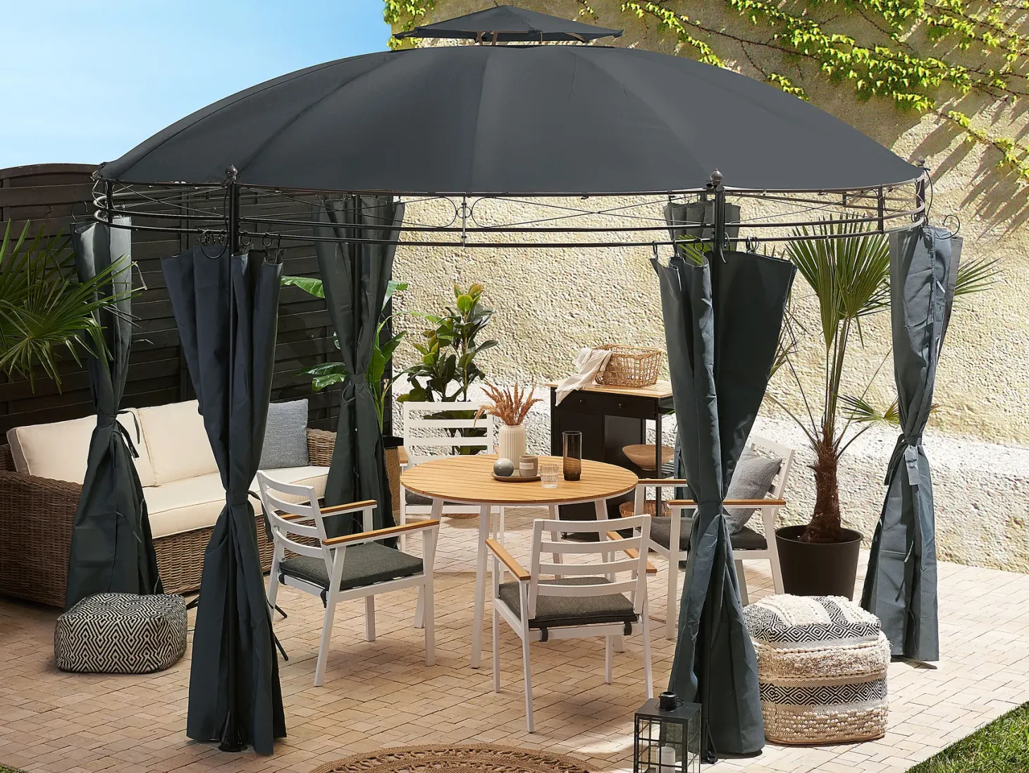 Pawilon ogrodowy SAFARA Metal 368 cm 368 cm Grafitowy