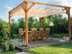 Pawilon ogrodowy VILLAROSA Drewno jodłowe 320 cm 380 cm Brązowy/ beżowy