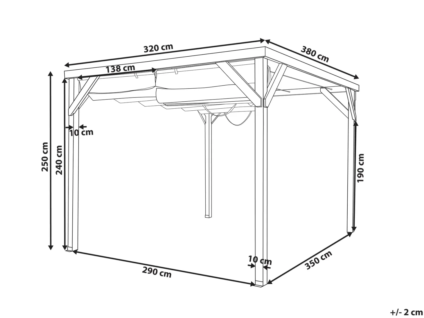 Pawilon ogrodowy VILLAROSA Drewno jodłowe 320 cm 380 cm Brązowy/ beżowy