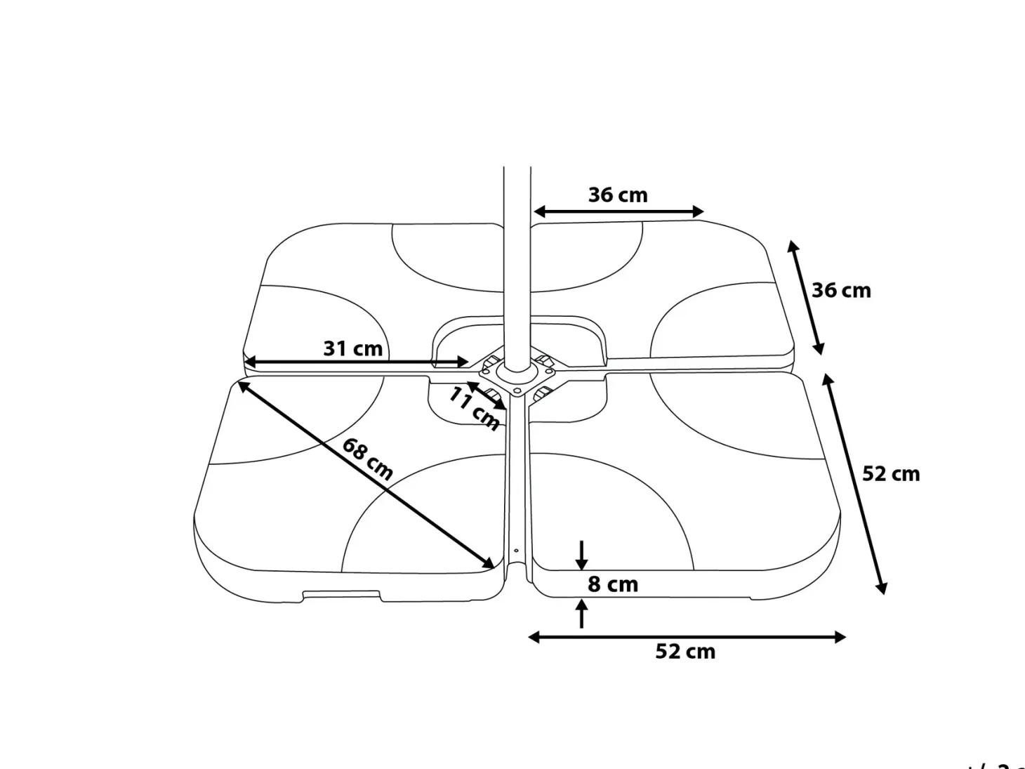 Podstawa do parasola CARIA Beżowoszary Kwadratowy 9 kg