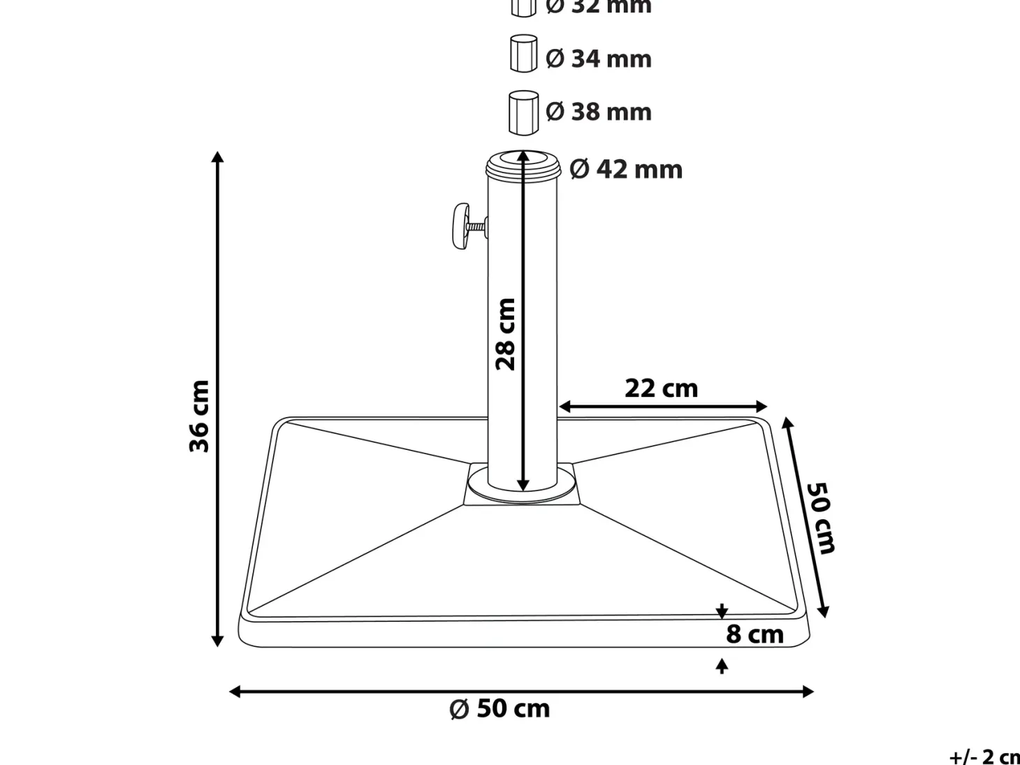 Podstawa do parasola CERVO Czarny Kwadratowy 20 kg