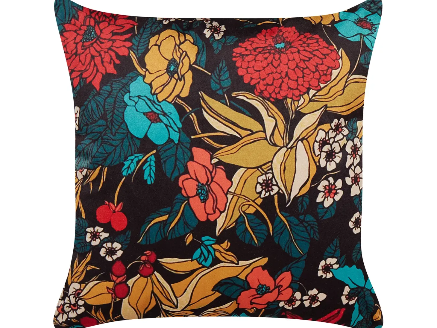 Poduszka dekoracyjna PROTEA Welur 45 x 45 cm Kolorowy Wzór kwiatowy