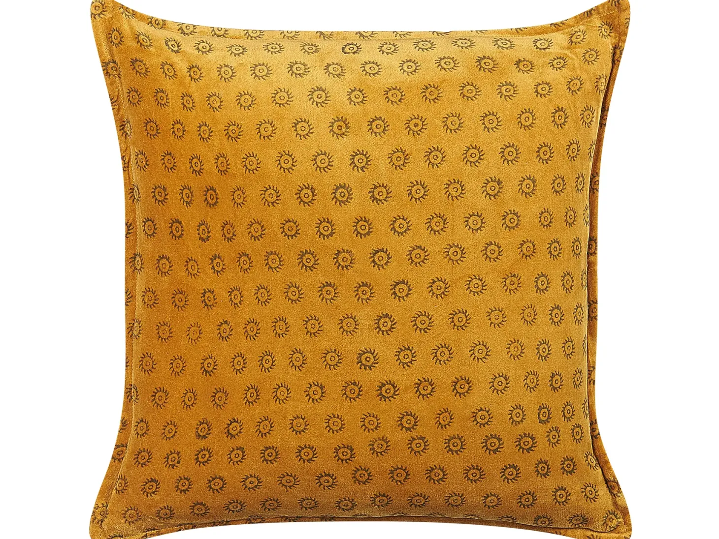 Poduszka dekoracyjna RAPIS Welur 45 x 45 cm Żółty Wzór geometryczny
