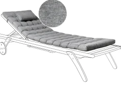 Poduszka na leżak ogrodowy CESANA PREMIUM 192 x 56 cm Szary melanż