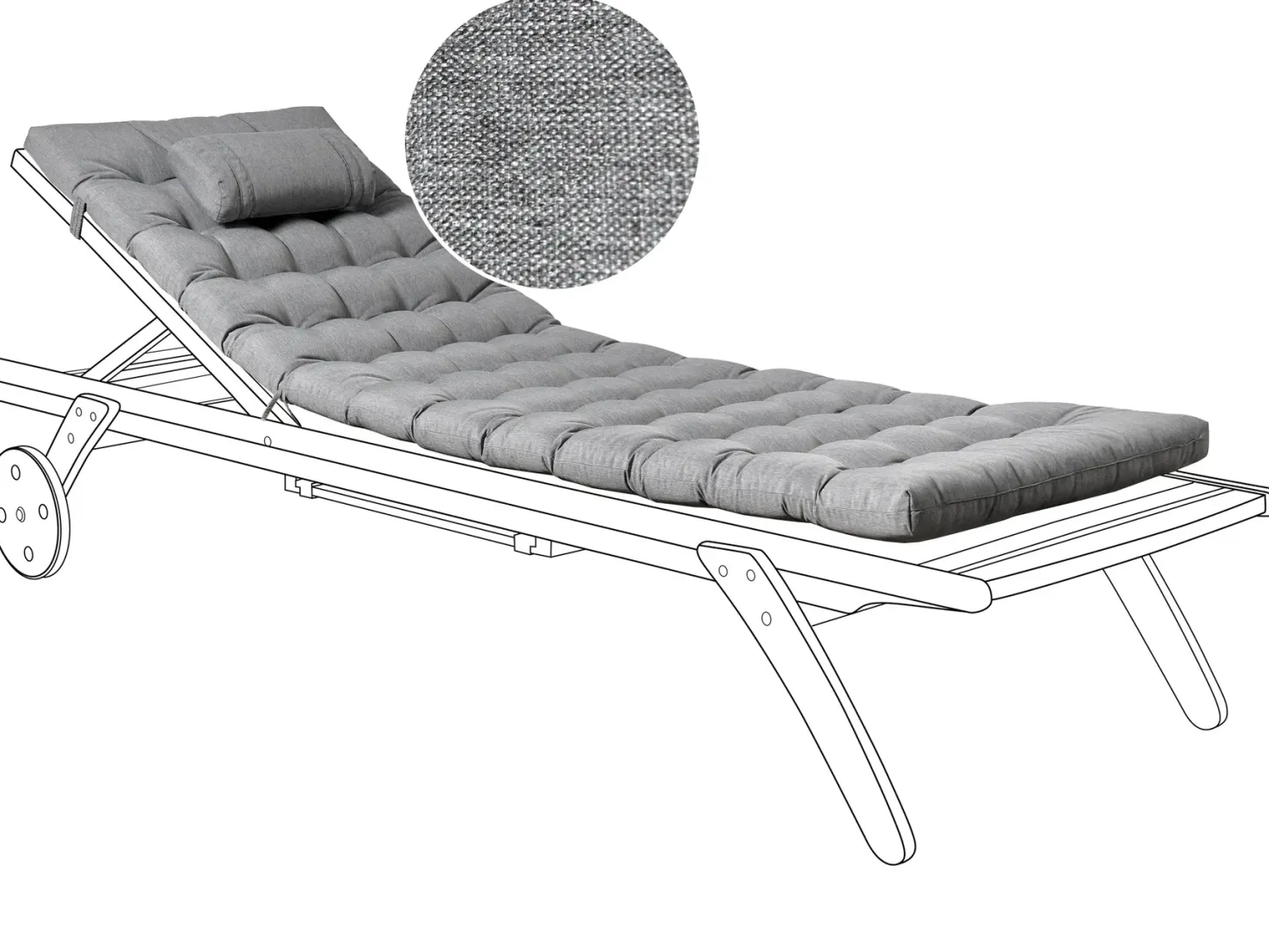 Poduszka na leżak ogrodowy CESANA PREMIUM 192 x 56 cm Szary melanż