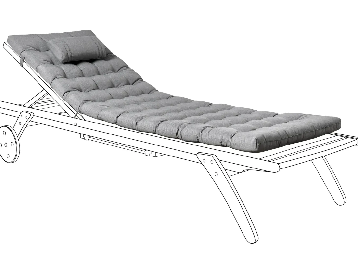 Poduszka na leżak ogrodowy CESANA PREMIUM 192 x 56 cm Szary melanż