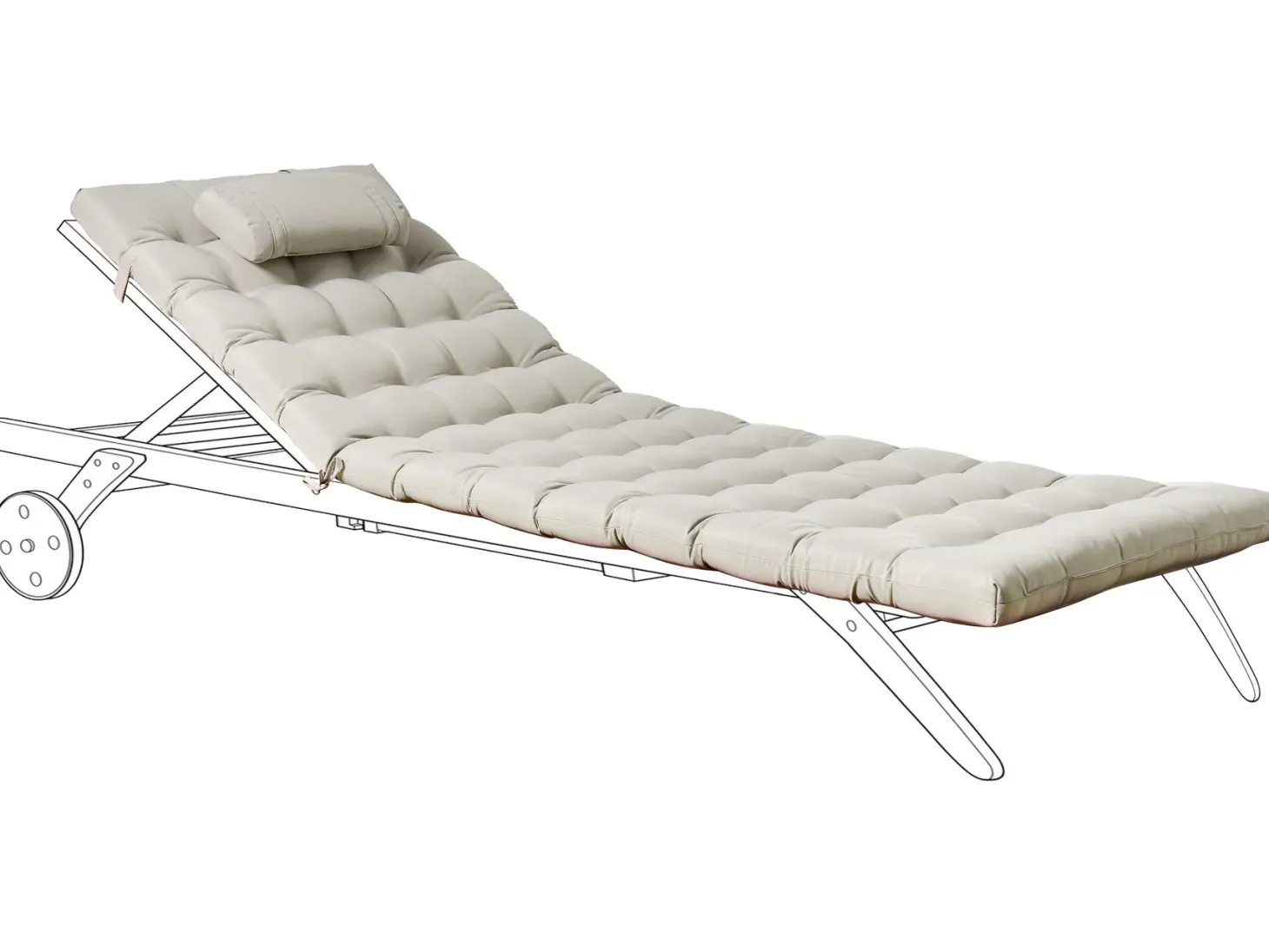 Poduszka na leżak ogrodowy CESANA PREMIUM 192 x 56 cm Beżowoszary