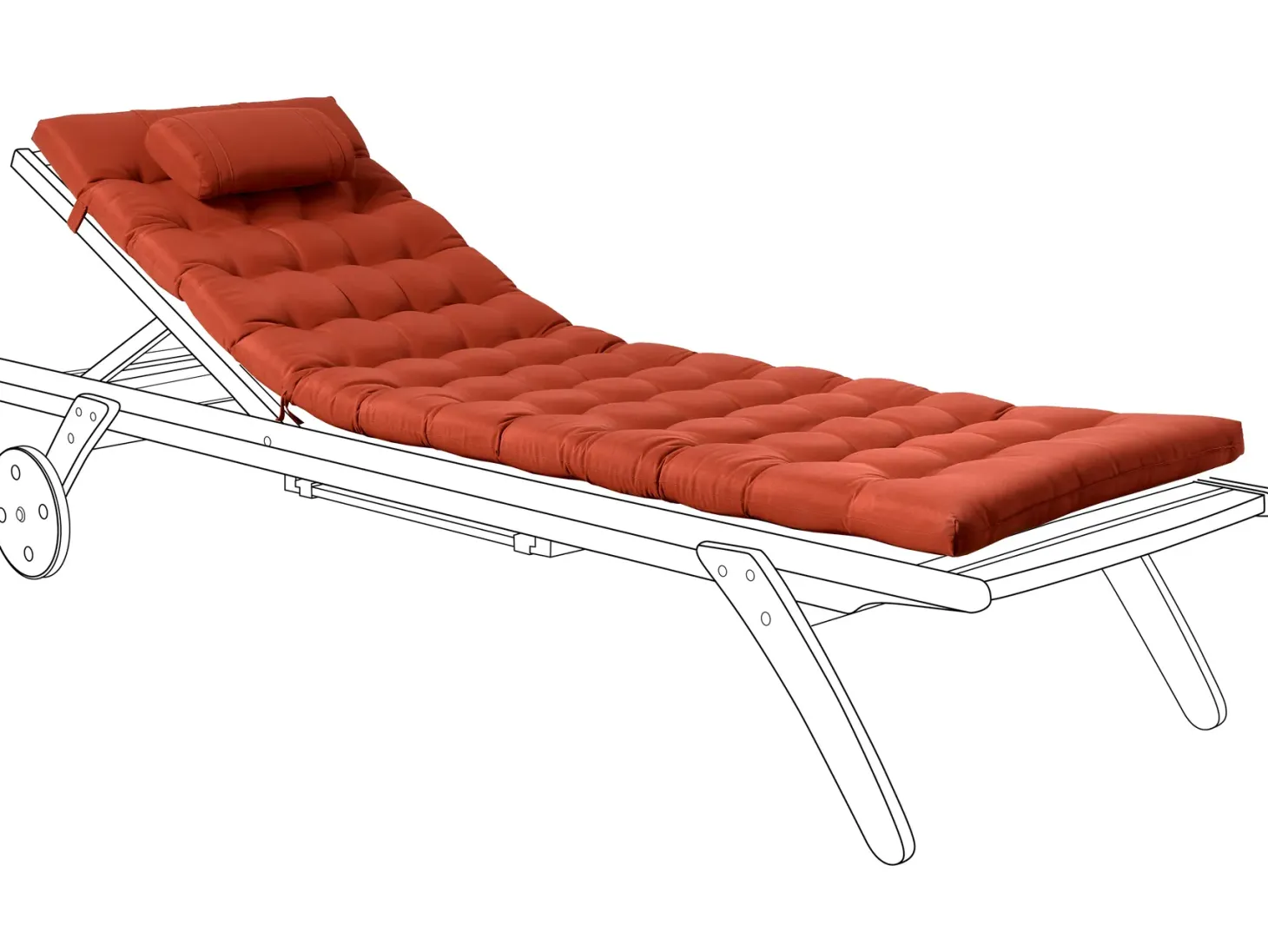Poduszka na leżak ogrodowy CESANA PREMIUM 192 x 56 cm Czerwony