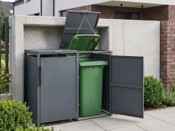 Podwójna obudowa śmietnikowa 480 L PIACENZA Metal Ciemnoszary