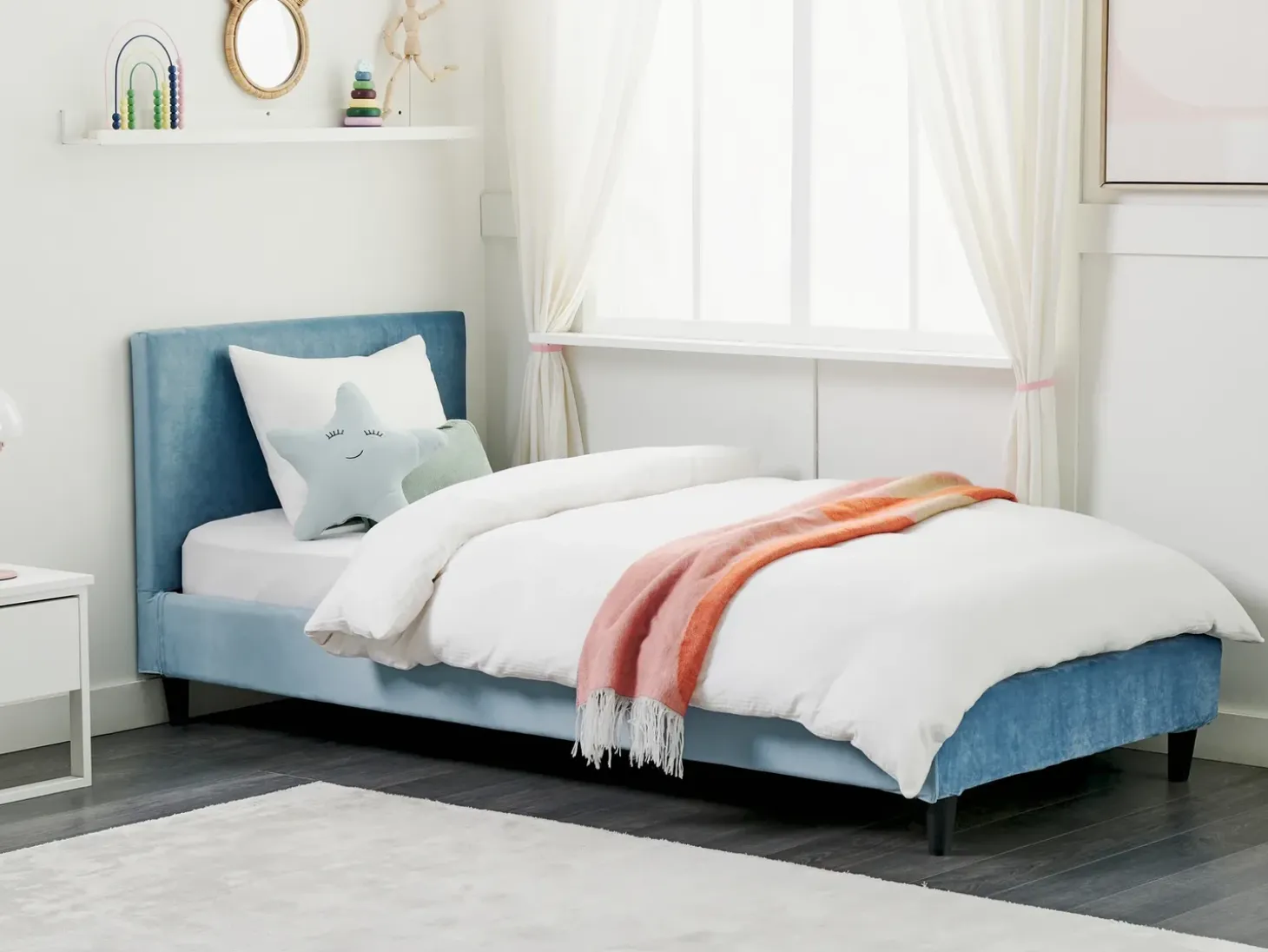 Best Welur FITOU 90 x 200 cm Błękitny Wszystkie Akcesoria|Obicia Do Łóżek