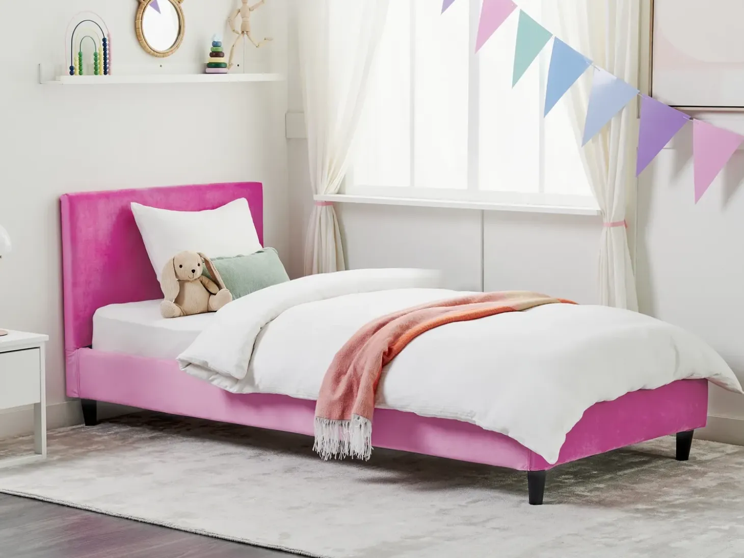Outlet Welur FITOU 90 x 200 cm Fuksja Wszystkie Akcesoria|Obicia Do Łóżek