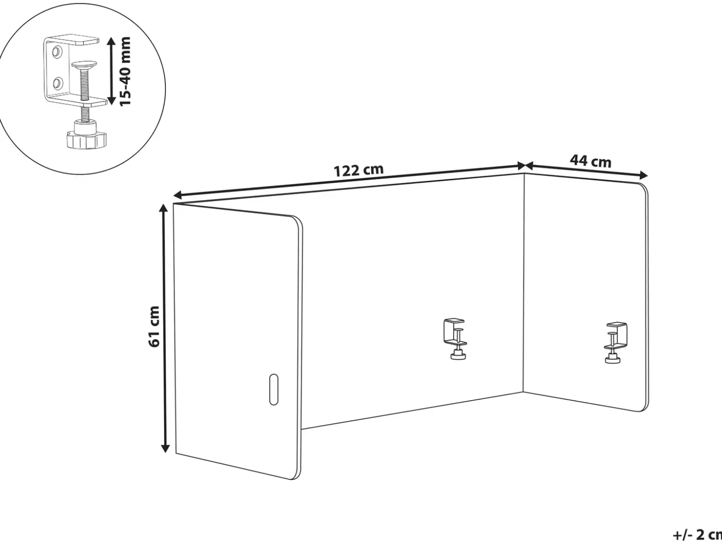 Outlet Przegroda na biurko SOLOA 210 x 61 cm Złamana biel Ścianki Biurowe I Przegrody