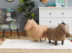 Pufa zwierzak HORSE Ekoskóra Jasnobrązowy Koń